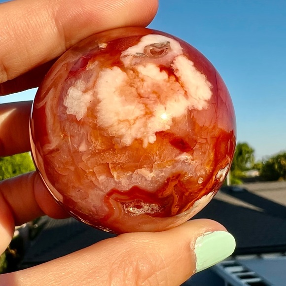 Carnelian Flower Agate Sphere - Picture 3 of 7